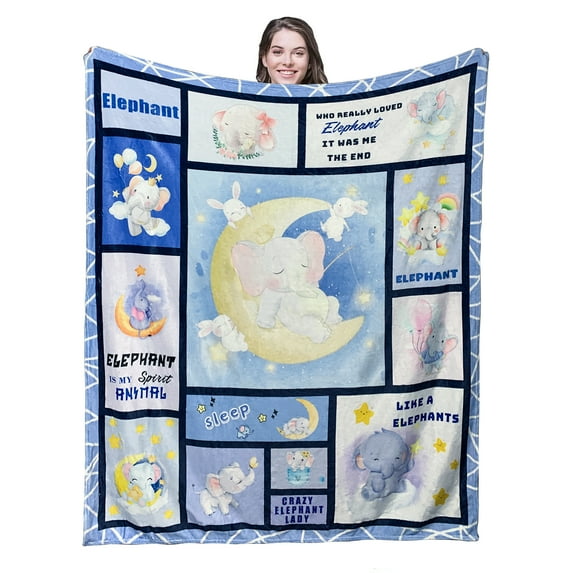 Elephant Throw Blankets Cute Dog Blanket for Adults Kids Warm Super Soft Micro Flannel Blanket for Bed Sofa Plane/Living Room 40x50 Inch