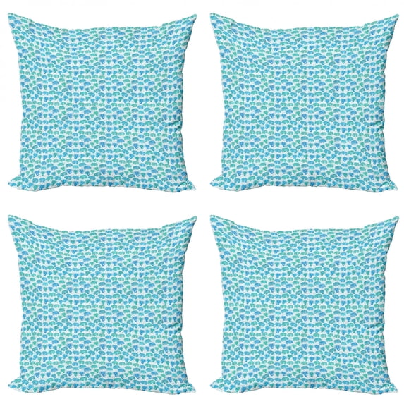 Ambesonne Animal Throw Pillow Cover 4 Pack, Spots and Animals, 16", Azure Blue Sea Blue