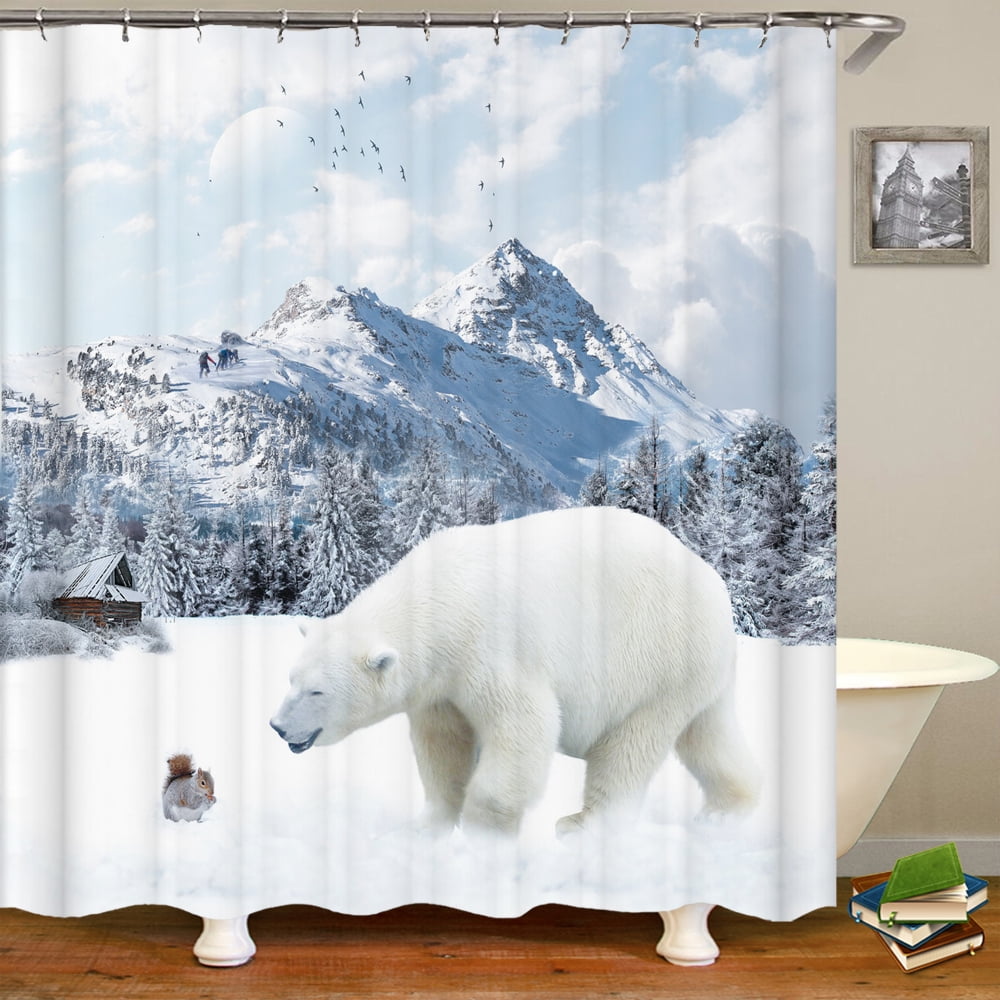 Elephant Tiger Lion Deer Bear Shower Curtain 3D Print Animal Waterproof ...