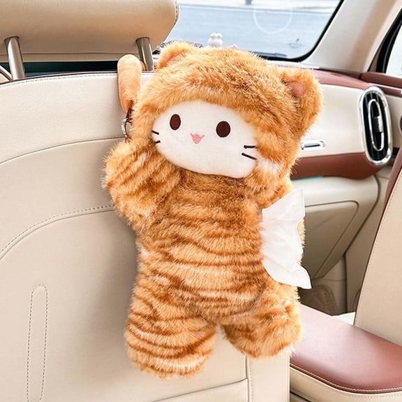 Elephant Tissue Box Cover Plush Tissue Box Holder for Car, Home, Decorative Holder/Organizer for Bathroom Vanity Countertop, Nightstands, Office Desk-Dog