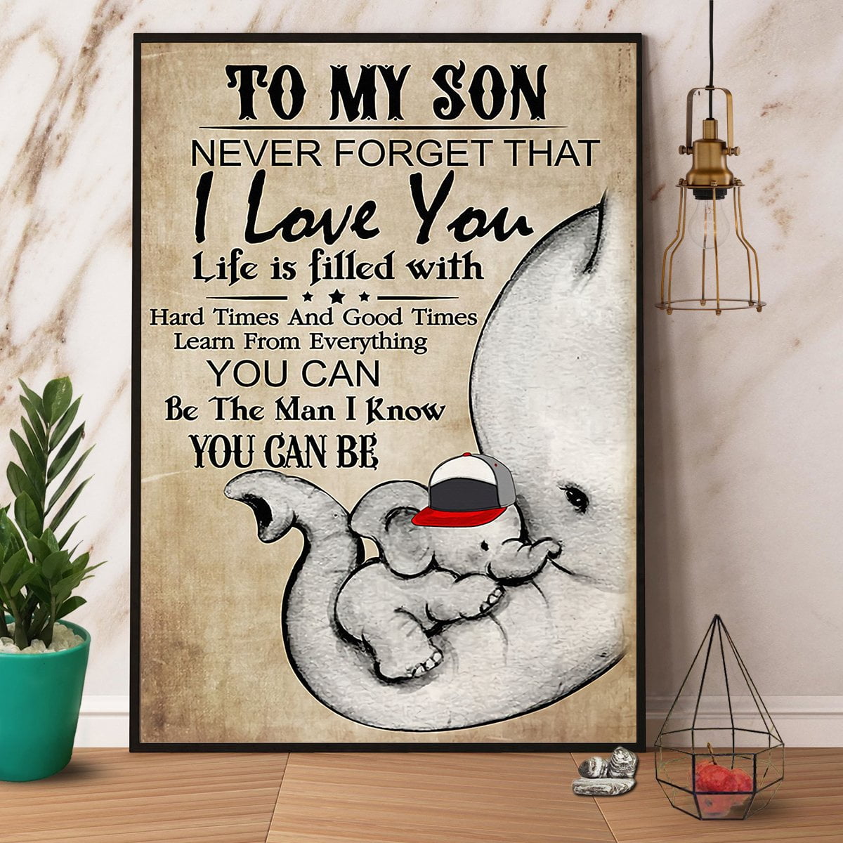 Targa in metallo retrò con scritta in inglese To My Son Never Forget That I Love