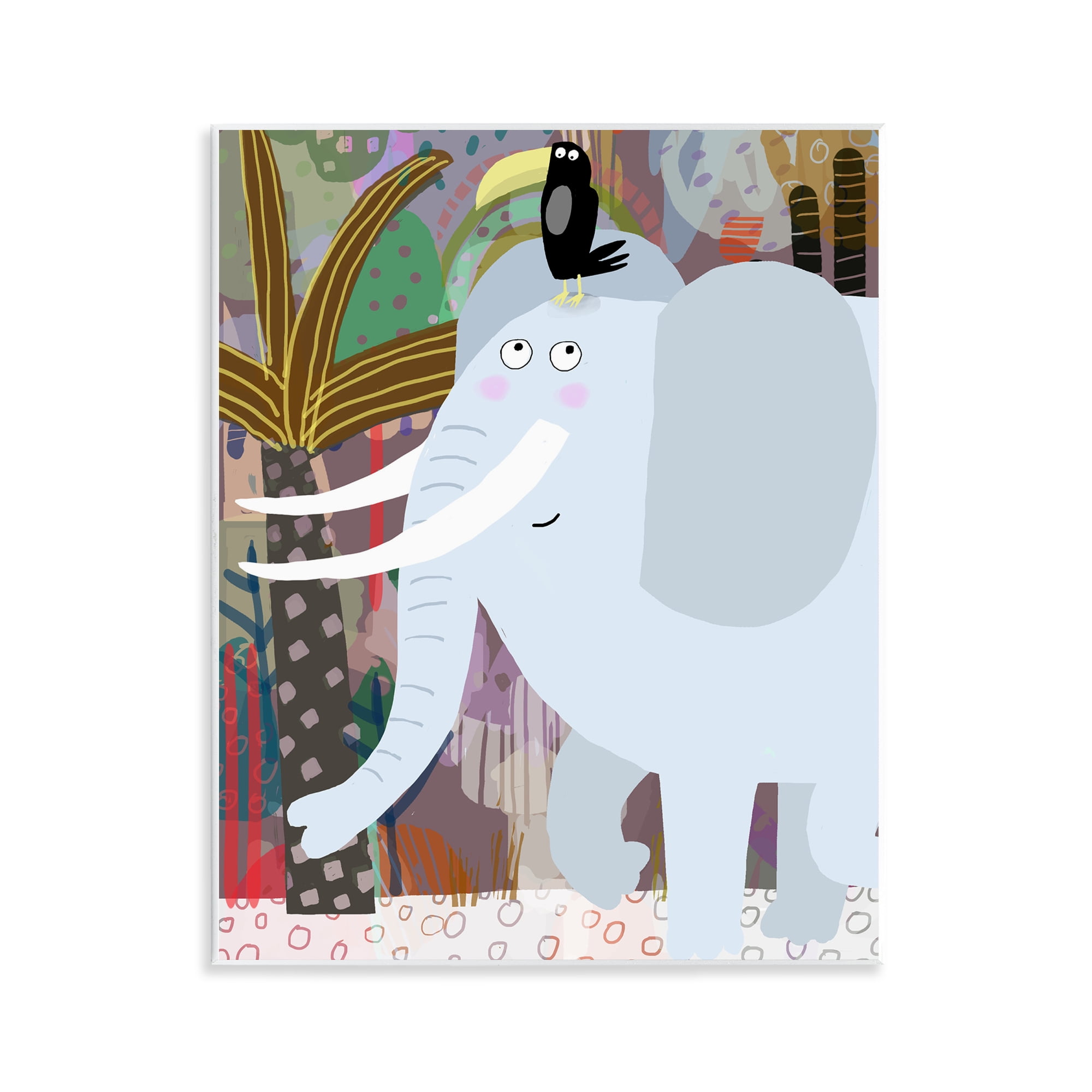 Elephant & Toucan in Jungle Wall Plaque Art, design by Carla Daly