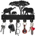 thumbnail image 1 of Elephant Tree Key Holder for Wall 11.8×8inch Wood Elephant Family Key Organizer Wildlife Key Hangers 5 Alloy Hooks Decorative Key Hook Rack Gift for Entryway Kitchen Hallway Office for diy, 1 of 9