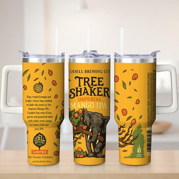 Elephant Tree Shaker Stainless Steel Insulated Mug with Lid and Handle, 30oz
