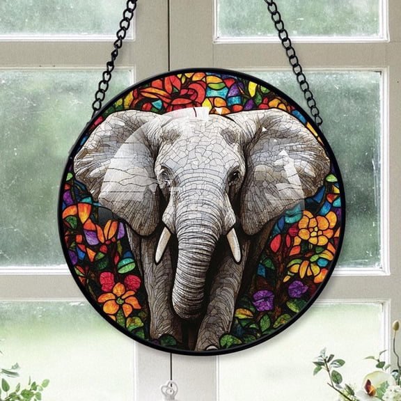 Elephant Tree Stained Glass, Elephant for Christmas 2025, Elephant Christmas Keepsake, Christmas Hanging Dcor tAoWR4