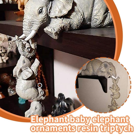 Elephant Trinket Decor, 3-Piece Resin Sculpture Set 5.9 Inches High, Perfect Desk Accessory for Good Luck, Ideal for Study or Entryway DisplayThree Elephants,1set