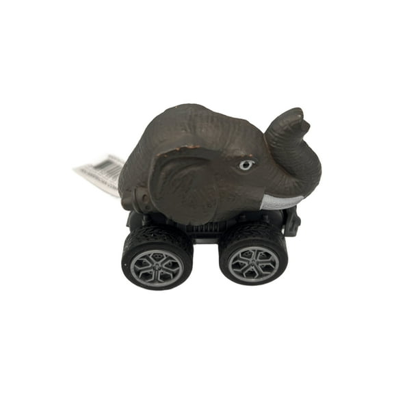 Elephant Truck Toy, Safari Adventure with Featuring Pull Back Mechanism, Vibrant Designs, Engaging Play to Foster Kid's Imagination, Fine Motor Skills, Love for Wildlife Exploration, Gray