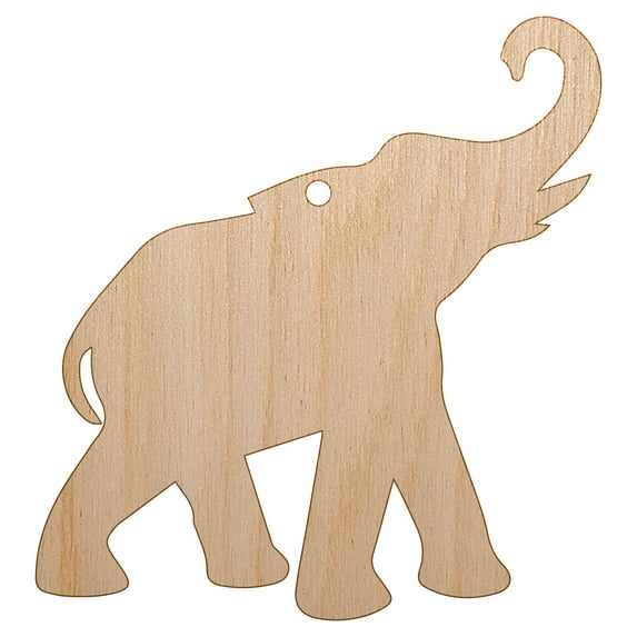 Elephant Trumpeting Solid Wood Holiday Christmas Tree Ornament Unfinished DIY Pre-Drilled Craft