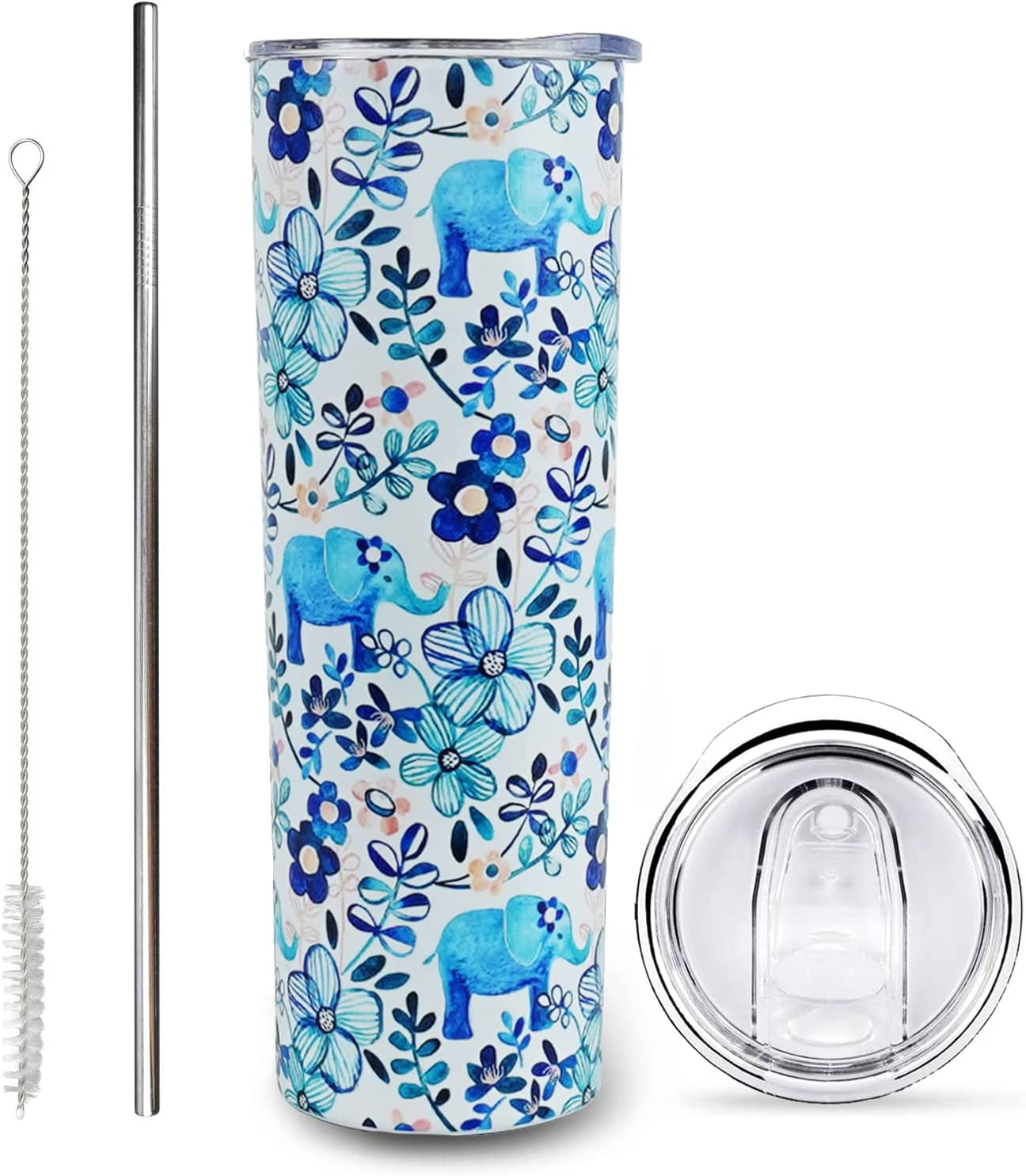 Elephant Floral Tumbler Personalized, Elephant Gifts, Elephant Gift for  Women, Elephant Tumbler Cup With Straw, Elephant Mug 