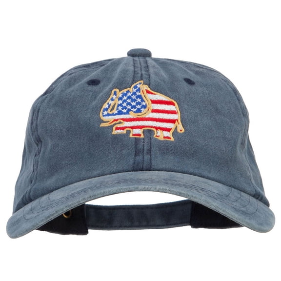 Elephant USA Flag Embroidered Washed Buckle Cap - Navy OSFM