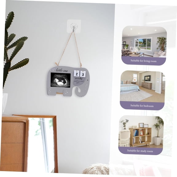 Elephant Ultrasound Frame Sonogram Photo Display with Pregnancy Countdown Weeks Baby Announcement Gift