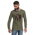 thumbnail image 1 of Elephant Unisex Long Sleeve Tee (Military Green, 2XL), 1 of 3