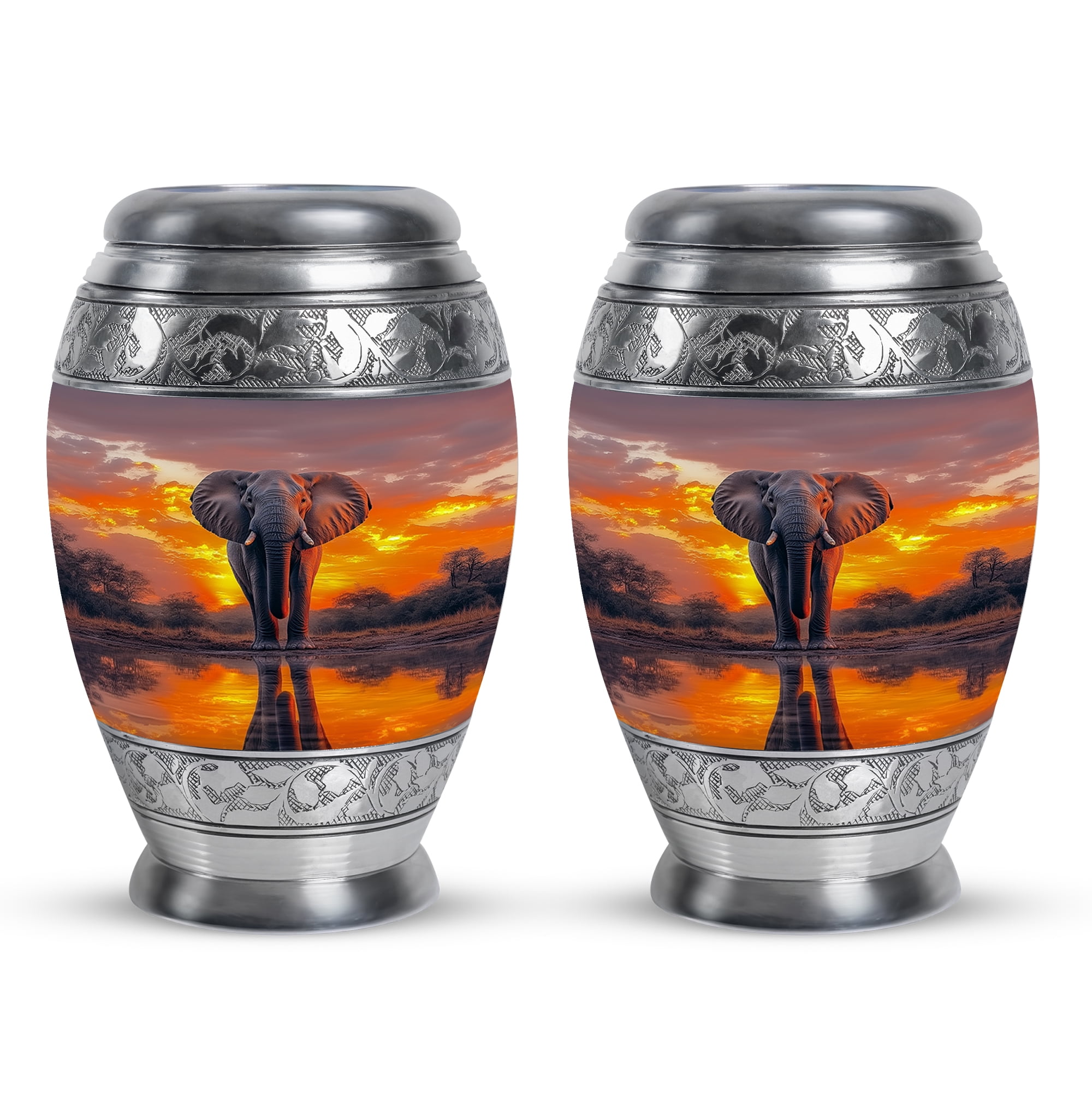 Elephant Urn, Urn for Ashes Adult Male, Urns for Ashes, Urn for Human Ahses Adult Female, Mini Cremation Urns, Small Urns for Human Ashes Keepsake(Size - 3inch, 2 Pcs)
