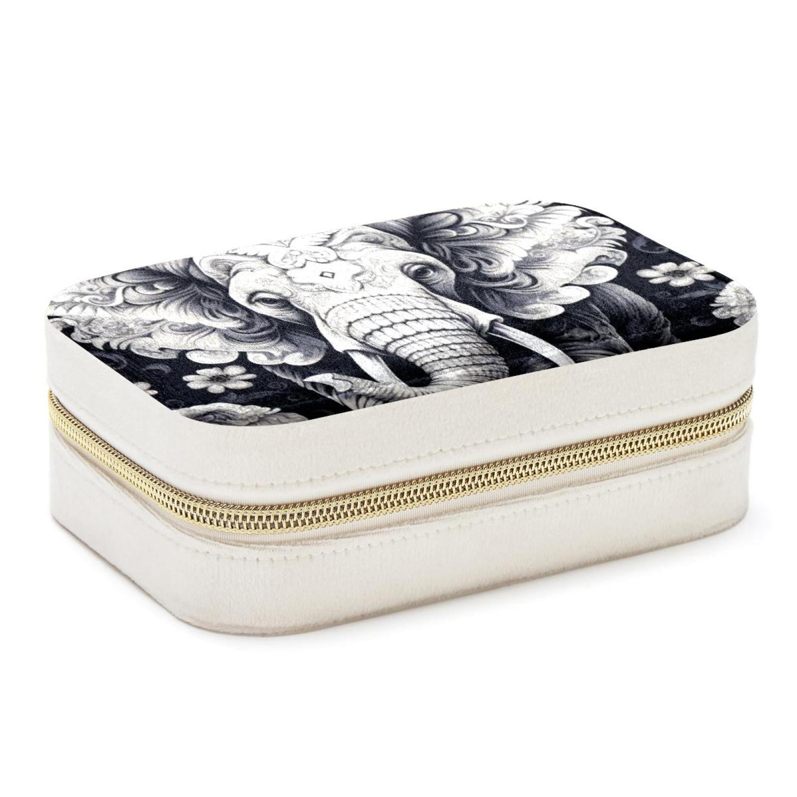 Elephant Velvet Portable Decorative Box with Removable Compartment ...