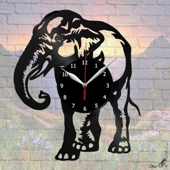 Elephant Vinyl Wall Clock,Vinyl Record Clock Wall Art Unique Bedroom kitchen Decorations Gift