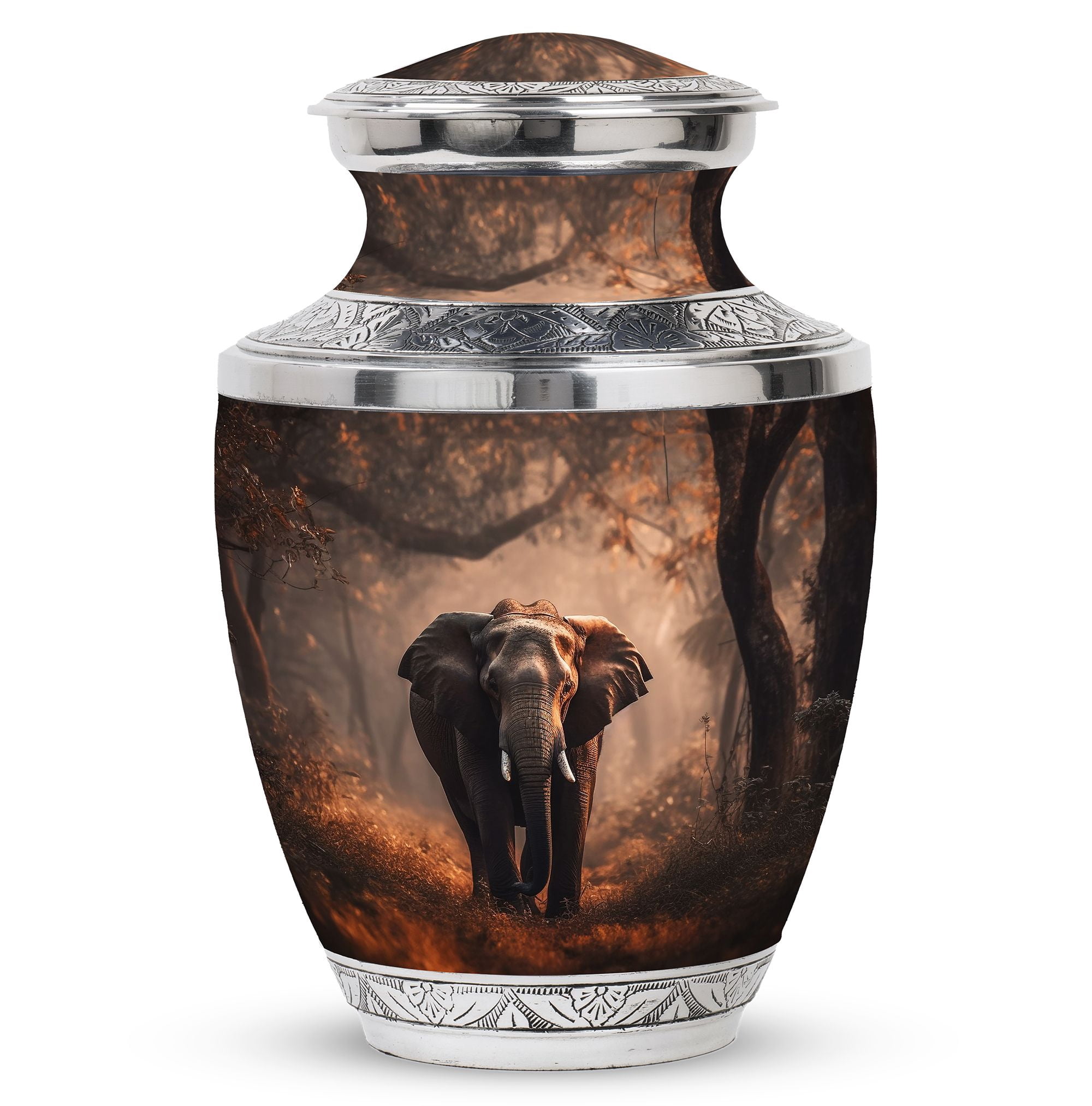 Elephant Walking Through Field - Urns For Burial - Decorative Urns ...