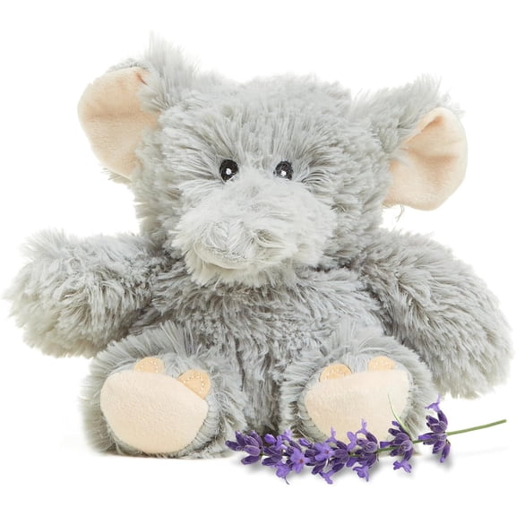 warmies Junior 9 Elephant Stuffed Animal, Microwavable Heated Plushies and Weighted Soft Plush Toys