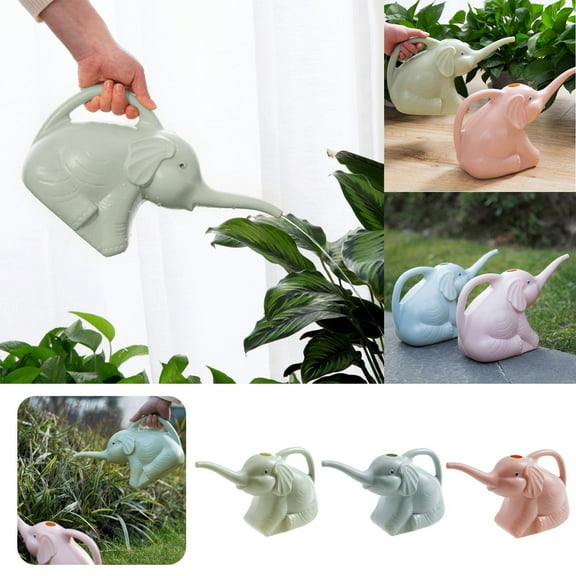 Elephant Watering Can, 0.5 Gallon/2L Plastic Watering Can with Long Spout – Cute Indoor & Outdoor Plant Watering Can for Kids, Patio, and Garden Use