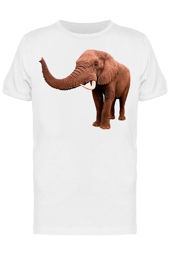 Elephant White Background Trunk T-Shirt Men -Image by Shutterstock, Male Small