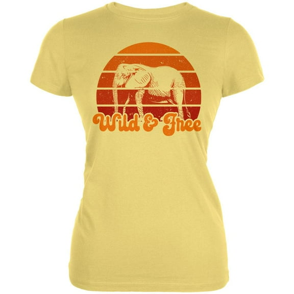 Elephant Wild And Free Retro Sun Juniors Soft T Shirt
