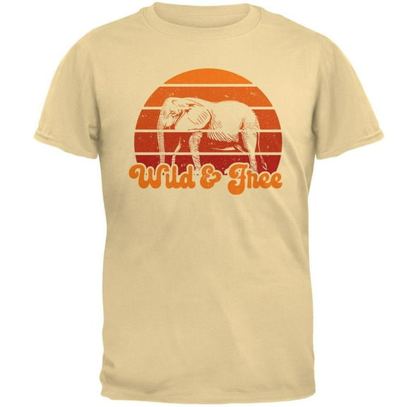 Elephant Wild And Free Retro Sun Mens T Shirt Yellow Haze SM