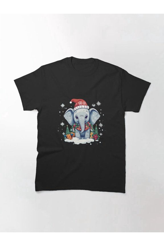 Elephant Winter Festivity Jumbo Christmas Joy Holiday Unisex T-Shirt up to Size 5XL