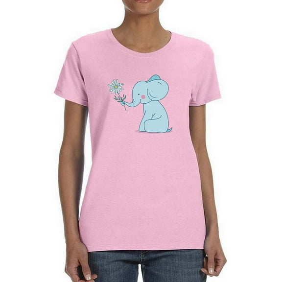 Elephant With A Flower T-Shirt Women -Smartprints Designs, Female Large