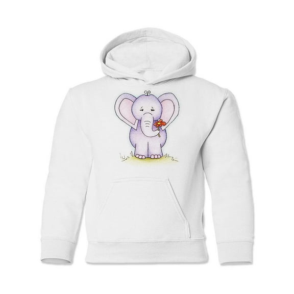 Elephant With A Red Flower Hoodie Juniors -Image by Shutterstock,  Large