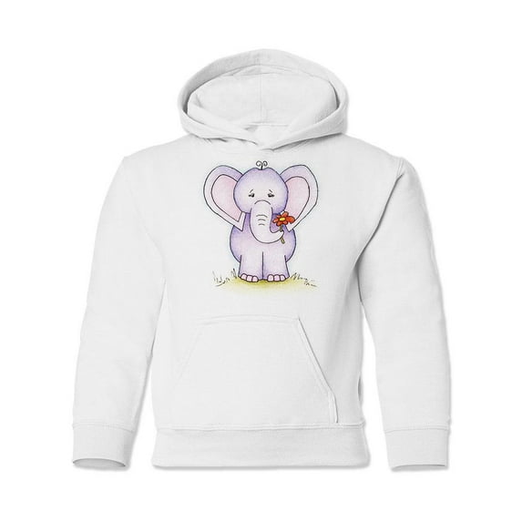 Elephant With A Red Flower Hoodie Juniors -Image by Shutterstock, Small