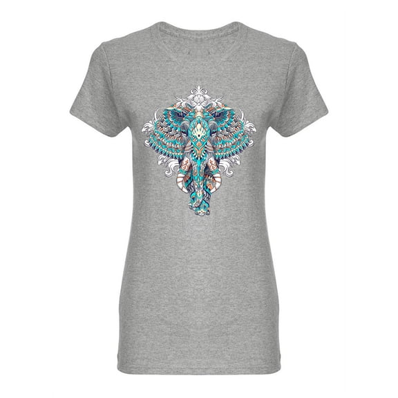 Elephant With Decoration Design Shaped T-Shirt Women -Image by Shutterstock, Female Large