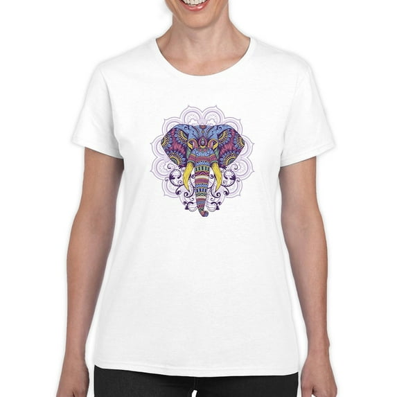 Elephant With Mandala T-Shirt Women -Smartprints Designs, Female 4X-Large