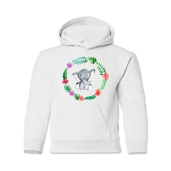 Elephant With Plant Circle Hoodie Juniors -Image by Shutterstock,  Large