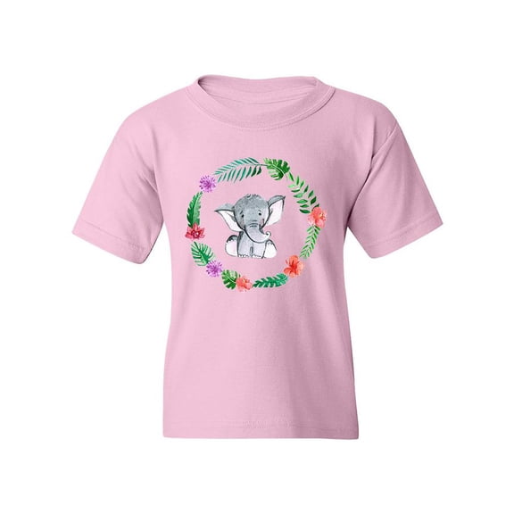 Elephant With Plant Circle T-Shirt Juniors -Image by Shutterstock,  Large