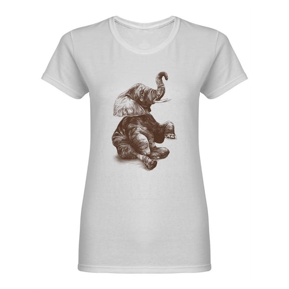 Elephant With Raised Trunk Shaped T-Shirt Women -Image by Shutterstock, Female x-Large