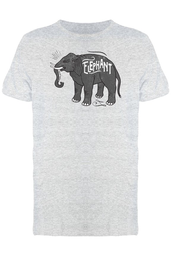 Elephant With White Caption T-Shirt Men -Image by Shutterstock, Male Small