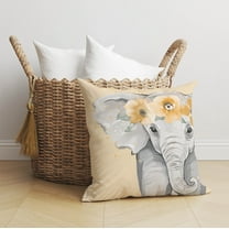 Elephant Yellow Throw Pillow