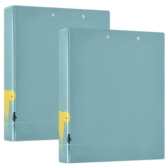 Elephant and Kid 12.4x10.6in PVC Round Ring Binder, D-Ring 3-Hole, Metal Clip, 200 Sheets