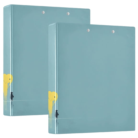 Elephant and Kid 12.4x10.6in PVC Round Ring Binders, 2-Pack, D-Ring 3-Hole, Metal Clip