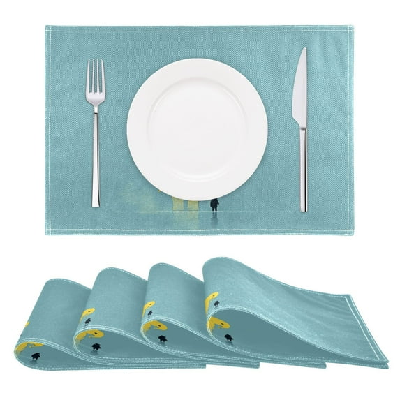 Elephant and Kid Reversible Placemat Set of 4 Non Slip Coffee Mats 18x12 Inch for Dining, Kitchen, Coffee