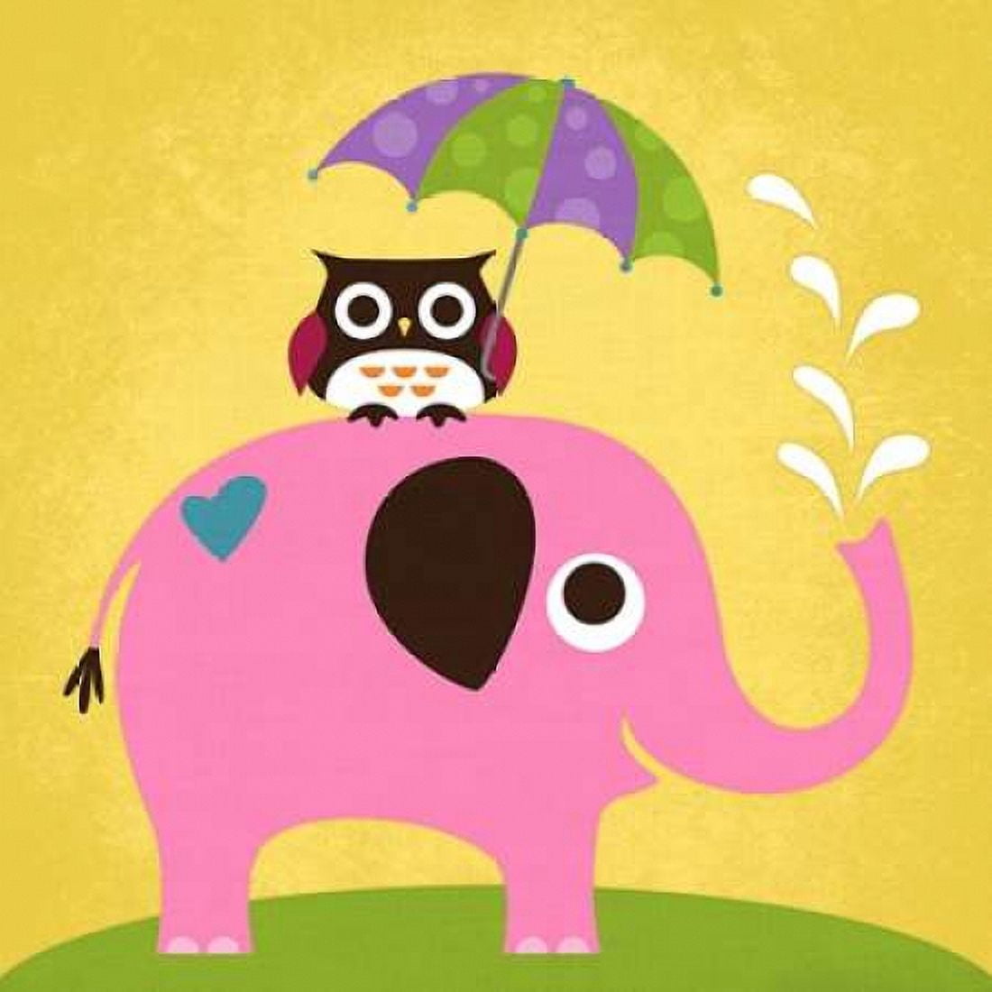 Elephant and Owl with Umbrella Canvas Art - Nancy Lee (24 x 24)