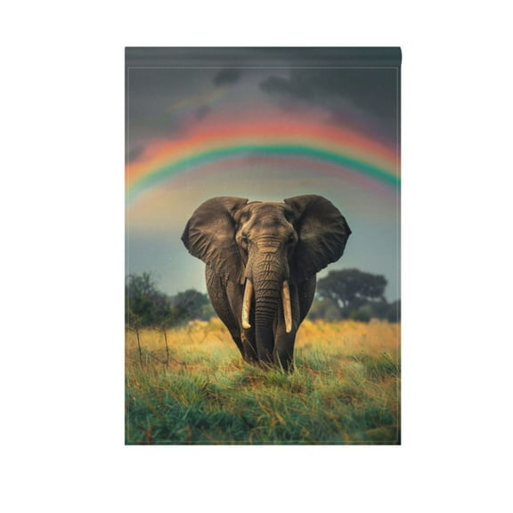 Elephant and Rainbow Garden Flag House Banner 12" x 18" Double Sided Outdoor Yard Decoration