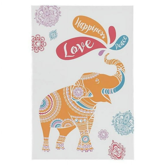 Elephant and Script Print Canvas Wall Art with Wooden Frame, Multicolor