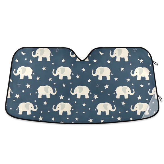 Elephant and Stars Car Windshield Sun Shade Foldable Car Front Window Visor Heat and UV Protection 53x23.5