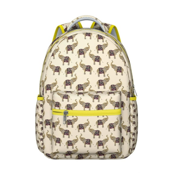 Elephant and Travel Theme Backpack - Durable Waterproof Bookbag, Fashionable Laptop Backpack, Cute Gift