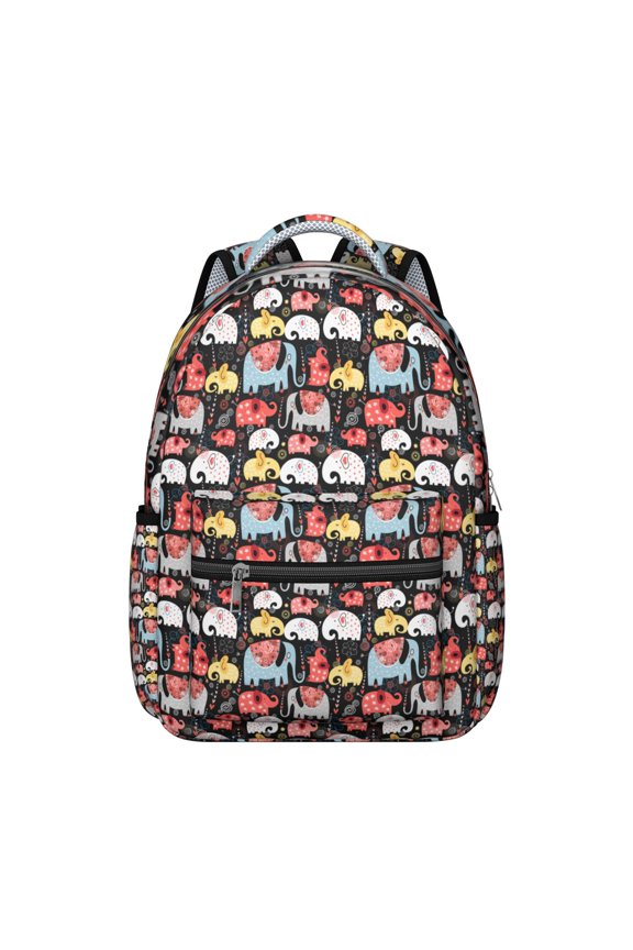 Elephant boho mandala school backpack for Student, tribal ethnic paisley print, vintage floral pattern, waterproof oxford, breathable straps, ideal for travel and outdoor