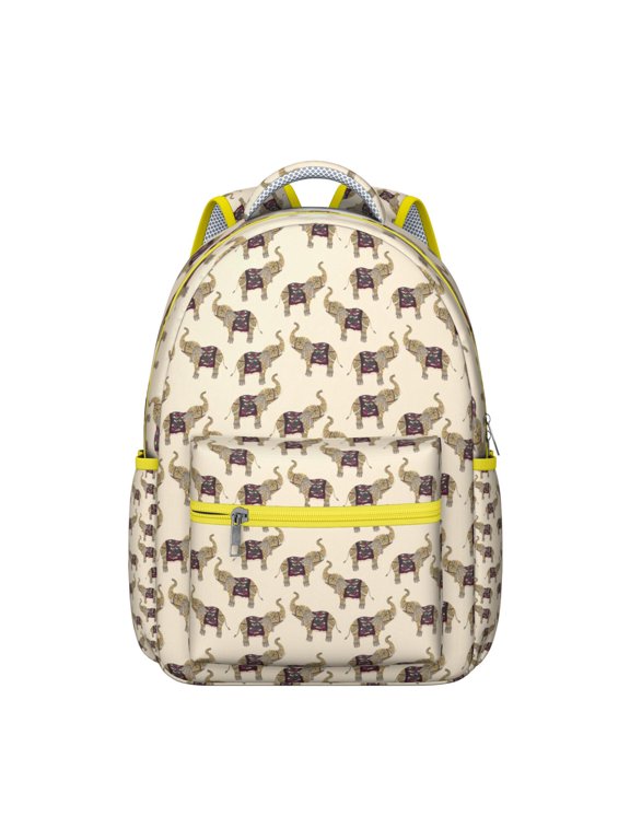 Elephant and floral mandala tribal ethnic school backpack for Student, vintage boho print design, waterproof durable fabric with breathable straps, for travel and school
