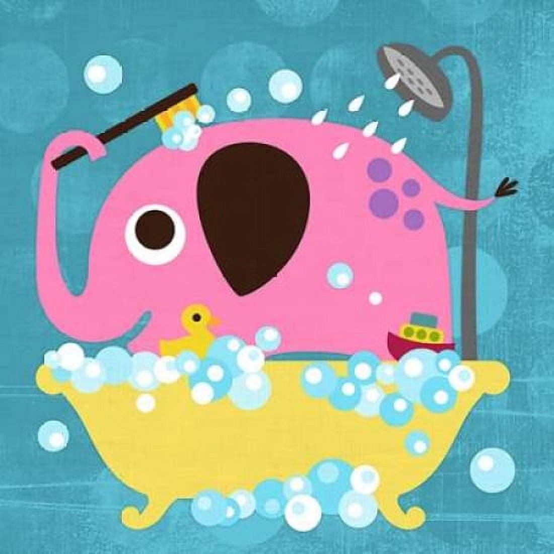 Elephant in Bathtub Canvas Art - Nancy Lee (24 x 24)