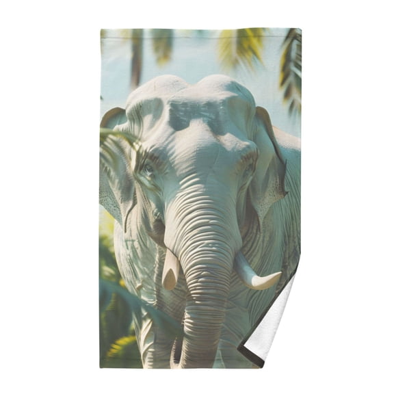 Elephant in Palm Tree Forest Cotton Face Towel Soft Hand Towel Absorbent Bathroom Towel for Kitchen Hotel