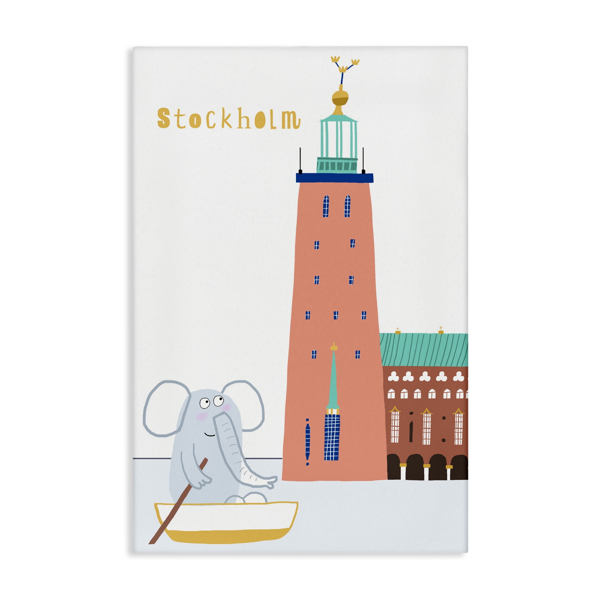 Elephant in Stockholm Boat Canvas Wall Art, design by Carla Daly