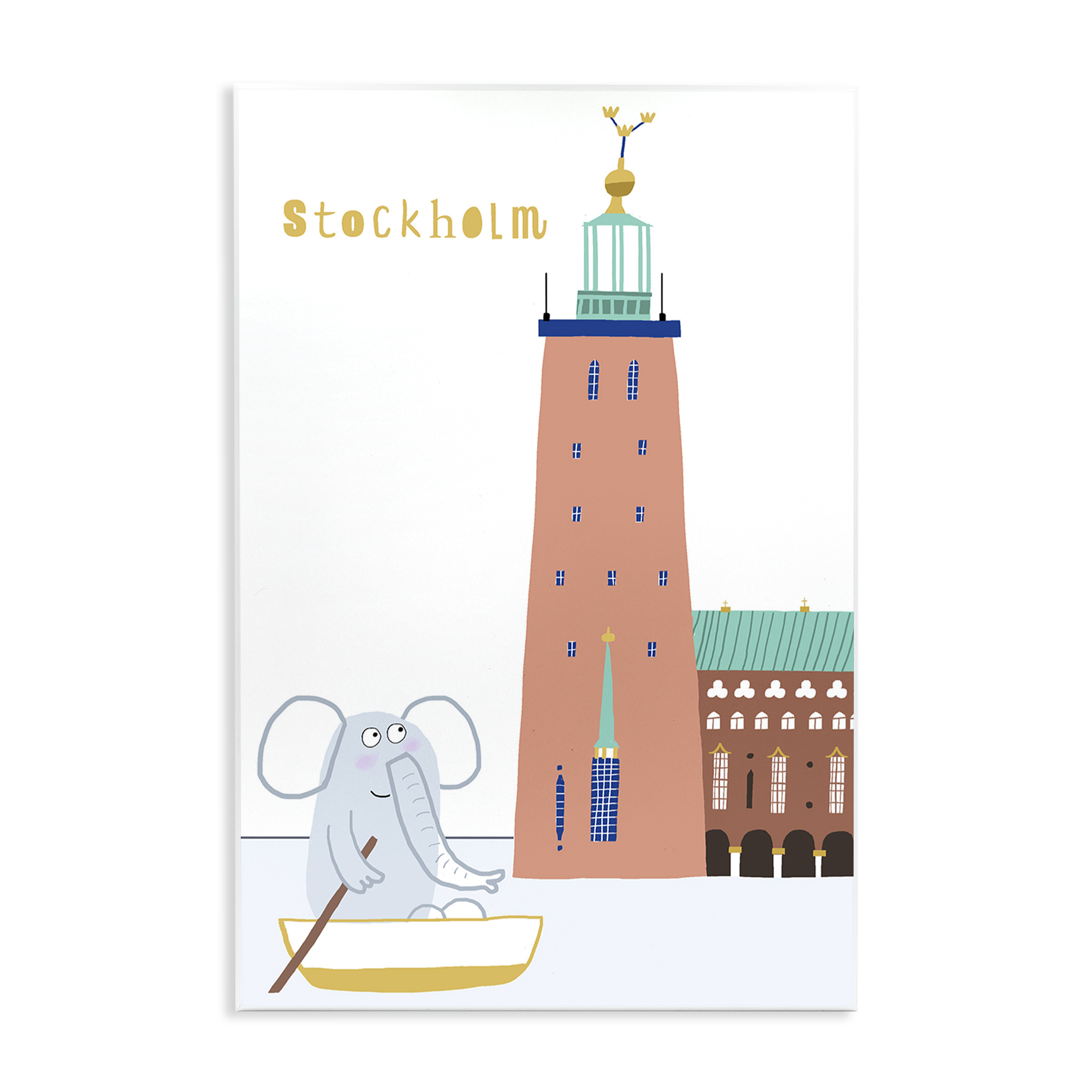 Elephant in Stockholm Boat Wall Plaque Art, design by Carla Daly